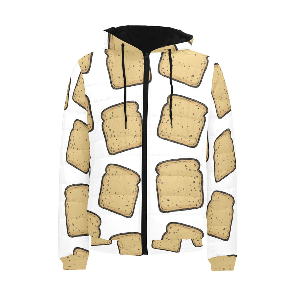 Bread Toast Pattern Print Design 03 Men's Padded Hooded Jacket