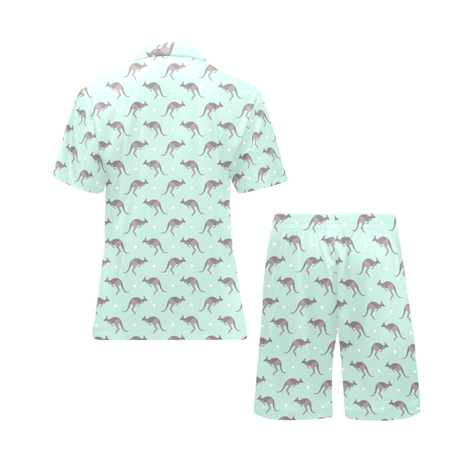 Kangaroo pattern background Men's V-Neck Short Pajama Set