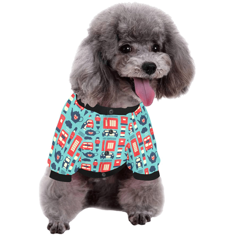 British Pattern Print Design 04 All Over Print Pet Dog Round Neck Fuzzy Shirt
