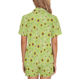 Snail Pattern Print Design 01 Women's V-Neck Short Pajama Set