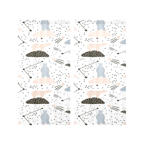 Polar bears star poka dot pattern Gauze Curtain