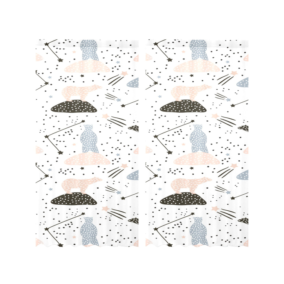 Polar bears star poka dot pattern Gauze Curtain