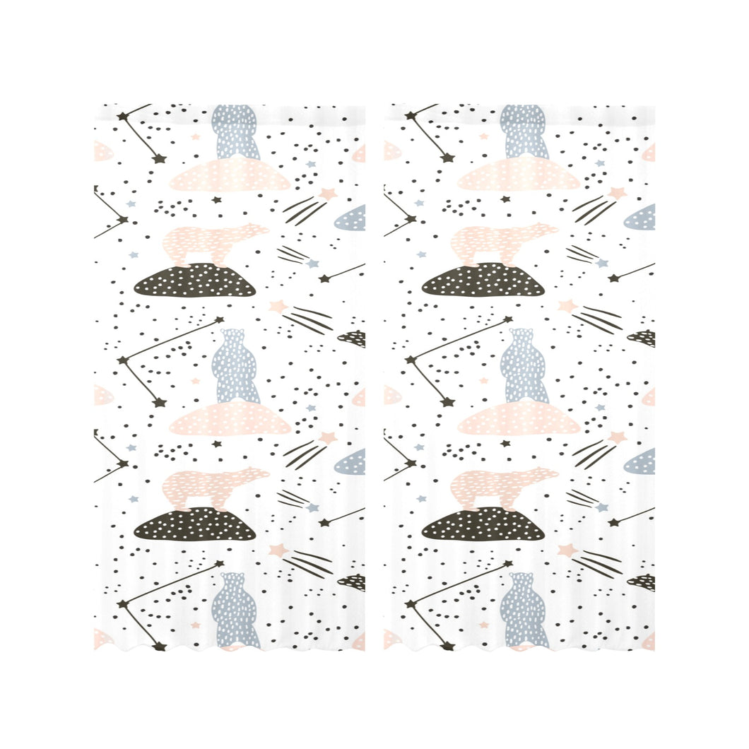 Polar bears star poka dot pattern Gauze Curtain
