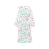 Clock time pattern blackground Blanket Robe with Sleeves