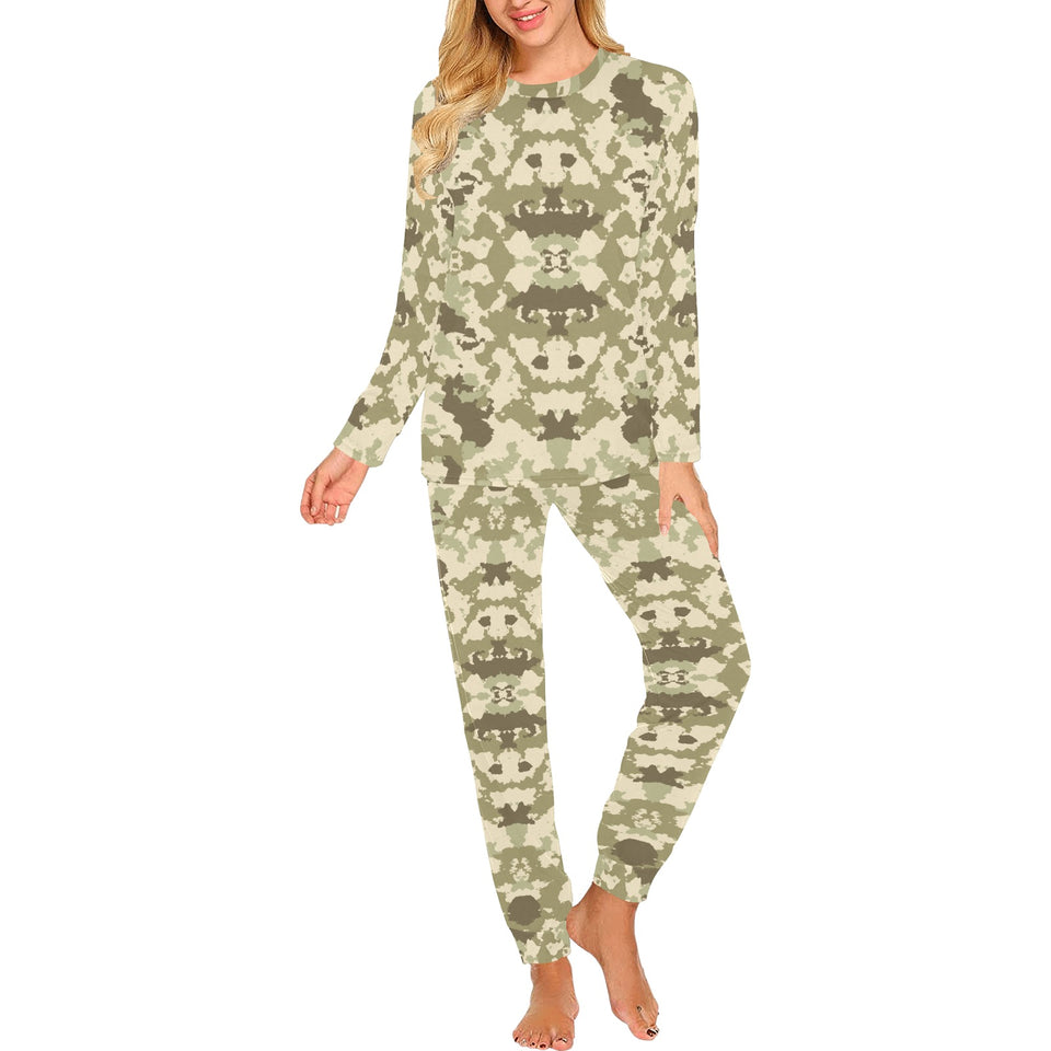 Light Green camouflage pattern Women's All Over Print Pajama Set