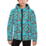 Boomerang Australian aboriginal ornament blue back Kids' Boys' Girls' Padded Hooded Jacket