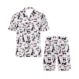 Greyhound Pattern Print Design 02 Men's V-Neck Short Pajama Set