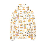 Cute dog corgi striped background pattern Kids' Boys' Girls' Padded Hooded Jacket