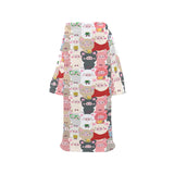 Pig Pattern Print Design 02 Blanket Robe with Sleeves