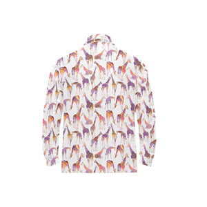 Giraffe Pattern Print Design 02 Men's Long Sleeve Polo Shirt