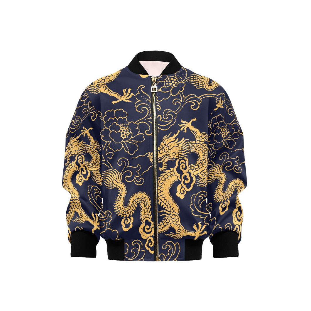 Gold dragon pattern Kids' Boys' Girls' Bomber Jacket