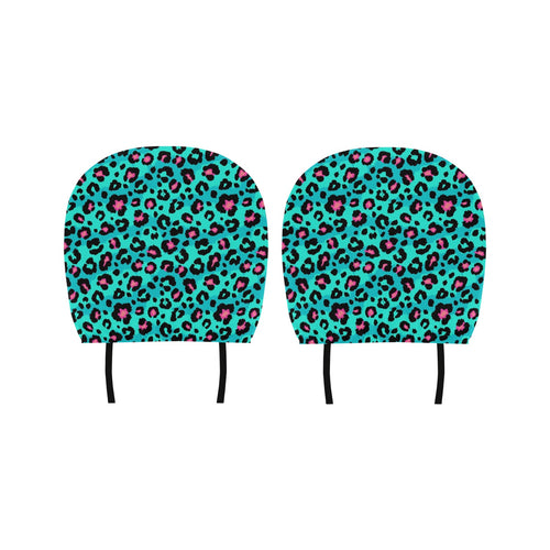 Green leopard skin print pattern Car Headrest Cover