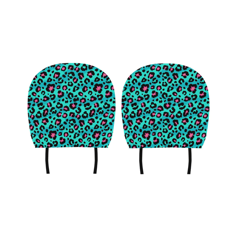 Green leopard skin print pattern Car Headrest Cover
