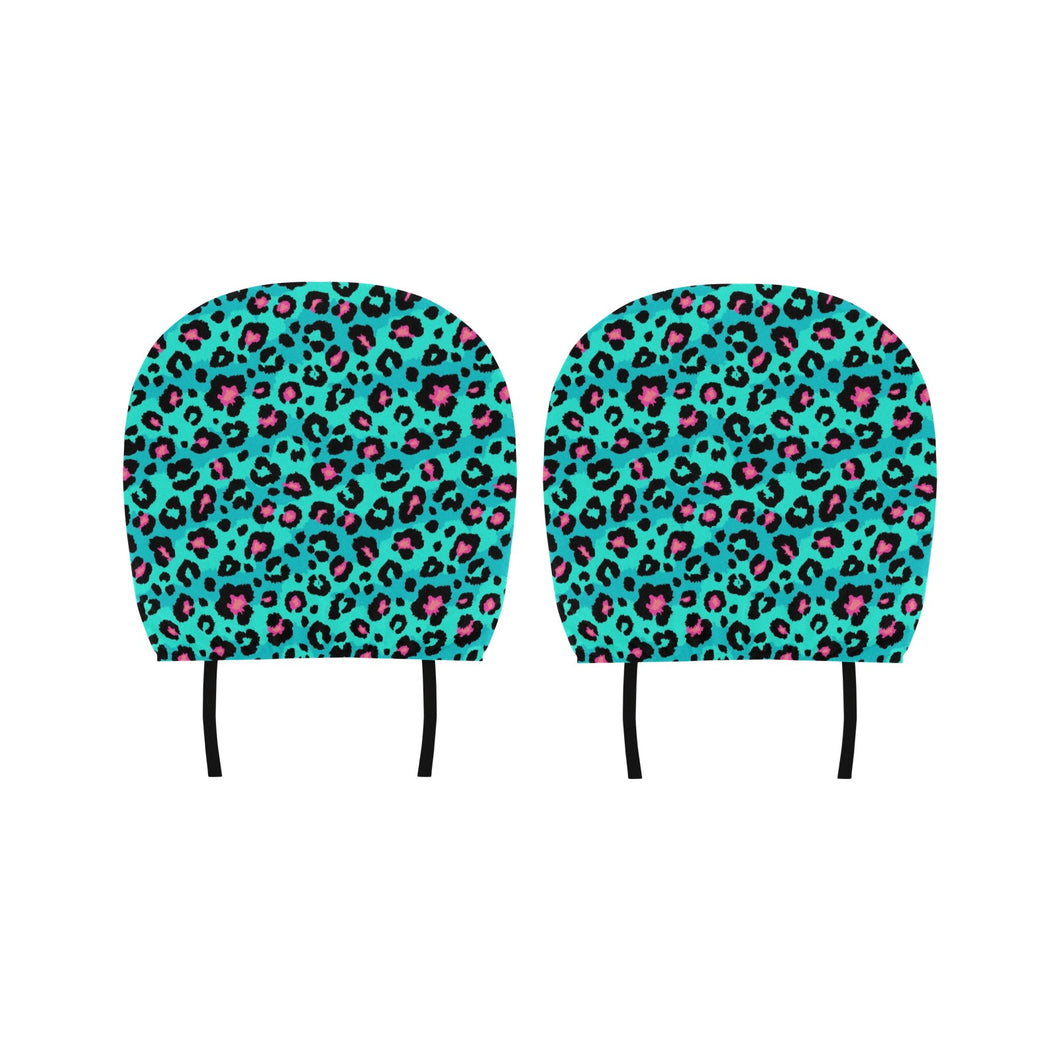 Green leopard skin print pattern Car Headrest Cover