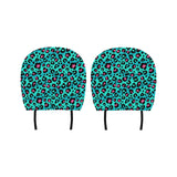Green leopard skin print pattern Car Headrest Cover