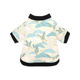Bonsai bamboo stork japanese pattern cream theme All Over Print Pet Dog Round Neck Fuzzy Shirt