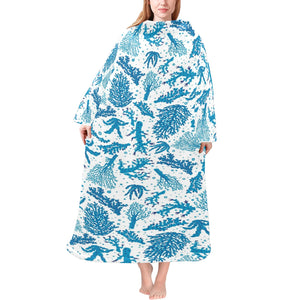 Coral Reef Pattern Print Design 01 Blanket Robe with Sleeves