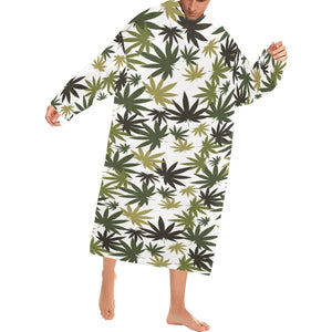 Canabis Marijuana Weed Pattern Print Design 05 Blanket Robe with Sleeves