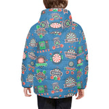 Darts Pattern Print Design 02 Kids' Boys' Girls' Padded Hooded Jacket