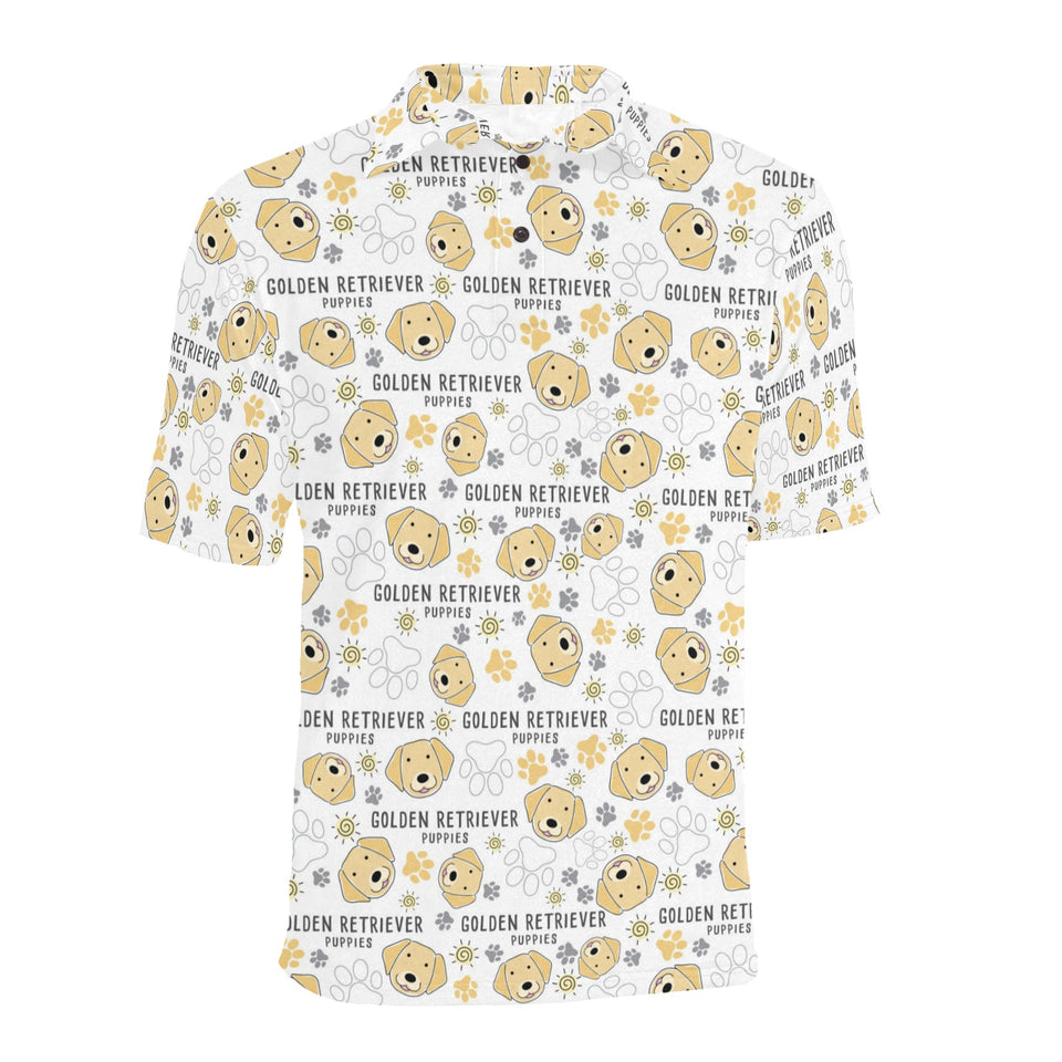Golden Retriever Pattern Print Design 04 Men's All Over Print Polo Shirt
