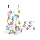 Siberian husky and colorful circle pattern Chest Sexy Pleated Two Piece Swim Dress