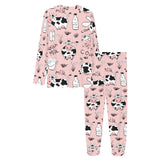 Cows milk product pink background Women's All Over Print Pajama Set