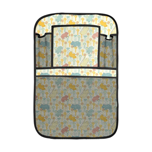Hippopotamus Pattern Print Design 04 Car Seat Back Organizer