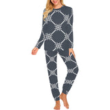 nautical steering wheel rope pattern Women's All Over Print Pajama Set