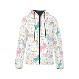 Colorful unicorn pattern Women's Padded Hooded Jacket
