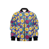 Passion fruit blue background Kids' Boys' Girls' Bomber Jacket