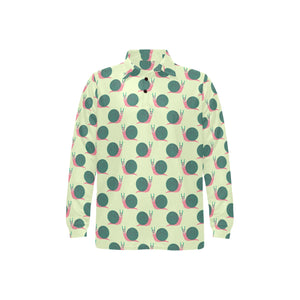 Snail Pattern Print Design 04 Men's Long Sleeve Polo Shirt