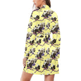 Ostrich Pattern Print Design 04 Women's Long Sleeve Belted Night Robe
