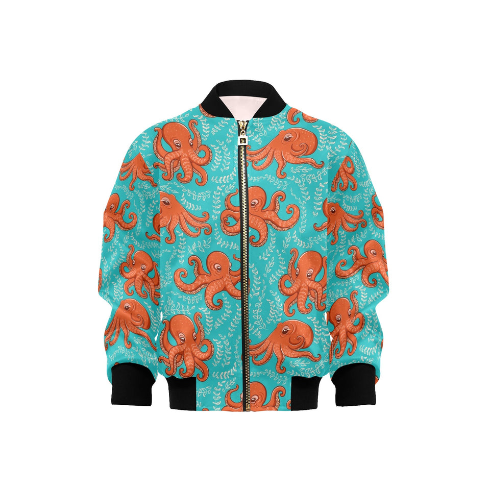 Octopus turquoise background Kids' Boys' Girls' Bomber Jacket