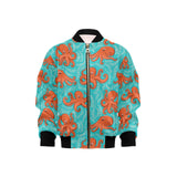 Octopus turquoise background Kids' Boys' Girls' Bomber Jacket