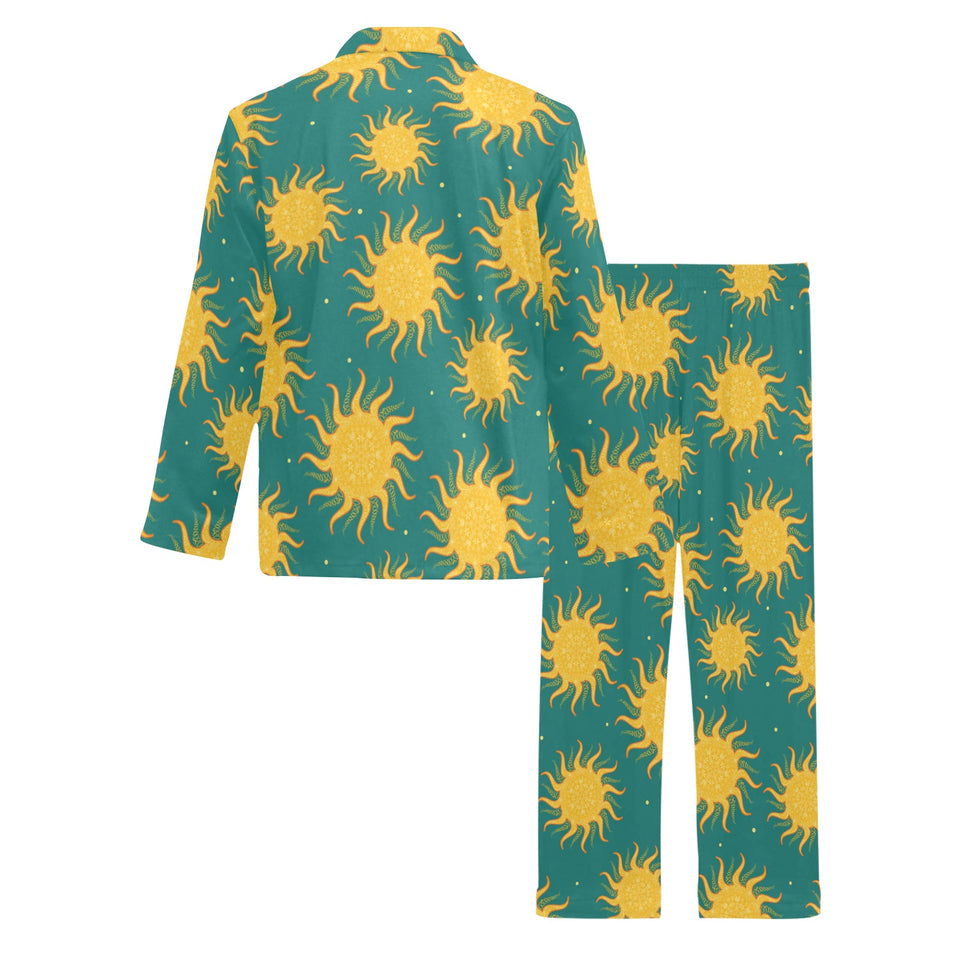Sun green background Men's Long Pajama Set