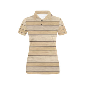 Wood Printed Pattern Print Design 01 Women's All Over Print Polo Shirt