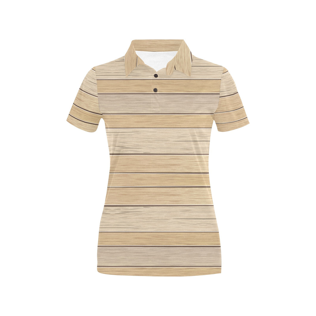 Wood Printed Pattern Print Design 01 Women's All Over Print Polo Shirt