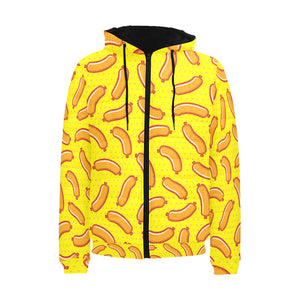 Sausage Pattern Print Design 01 Men's Padded Hooded Jacket