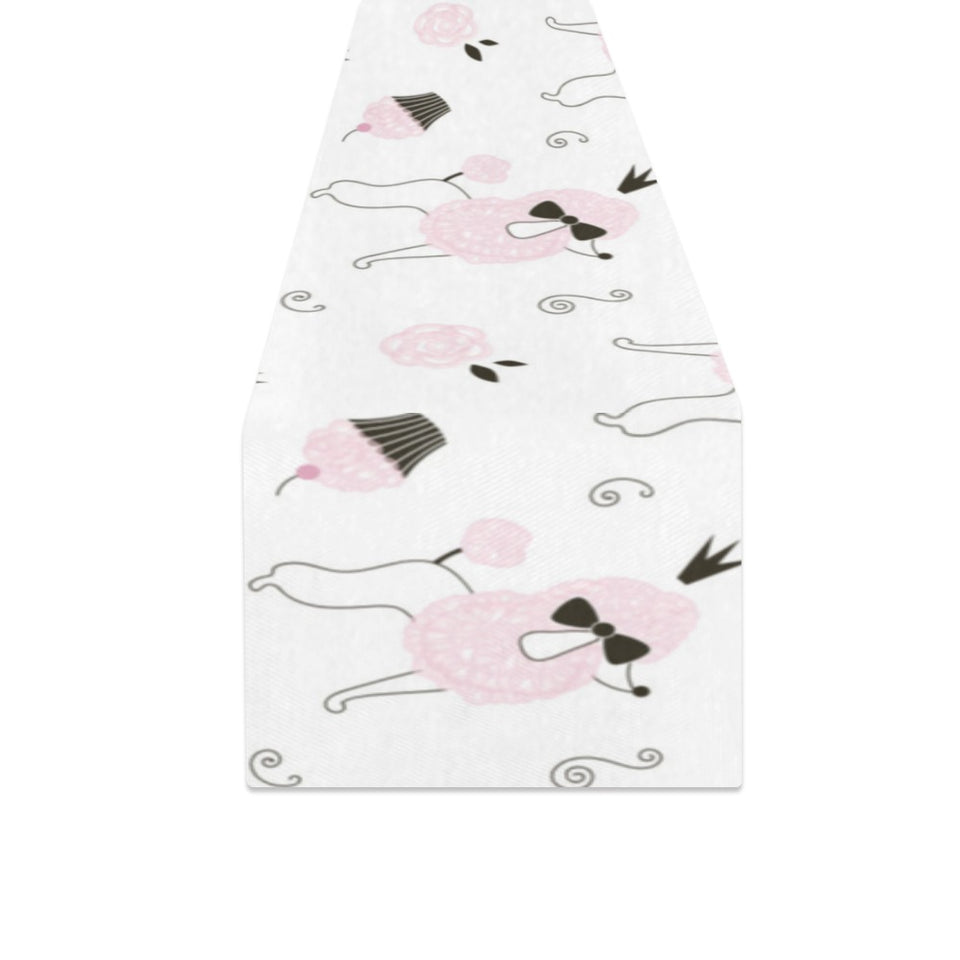 Poodle dog rose cake pattern Table Runner