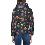Colorful star pattern Women's Padded Hooded Jacket