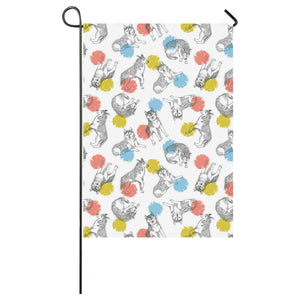 Siberian husky and colorful circle pattern House Flag Garden Flag