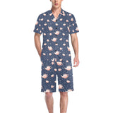 Tea pots Pattern Print Design 04 Men's V-Neck Short Pajama Set