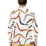 Boomerang Australian aboriginal ornament pattern Men's Long Sleeve Polo Shirt