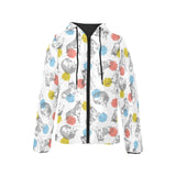 Siberian husky and colorful circle pattern Women's Padded Hooded Jacket