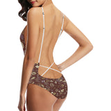 Coffee bean flower pattern Women's One-Piece Swimsuit