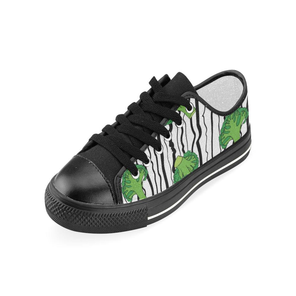 Cool Broccoli pattern Kids' Boys' Girls' Low Top Canvas Shoes Black