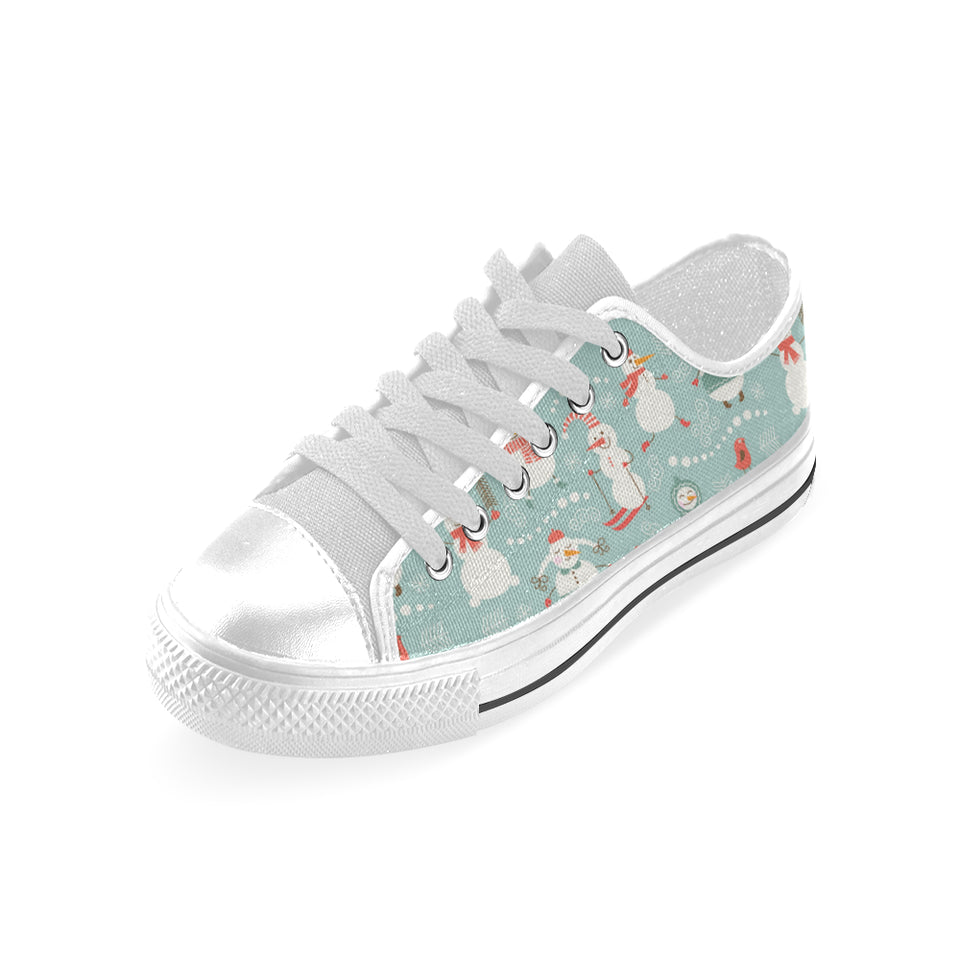 Cute snowman pattern Men's Low Top Shoes White