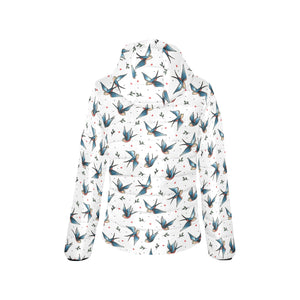 Swallow Pattern Print Design 04 Women's Padded Hooded Jacket