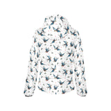 Swallow Pattern Print Design 04 Women's Padded Hooded Jacket