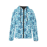 Hibiscus Pattern Print Design 03 Women's Padded Hooded Jacket